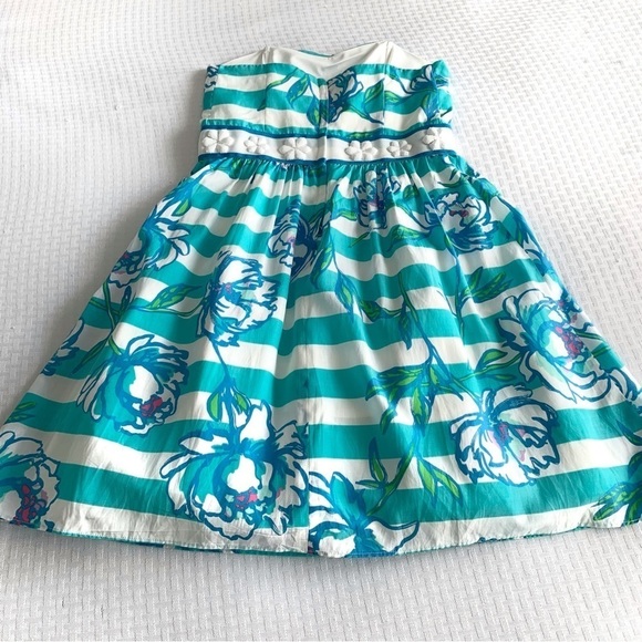 Lilly Pulitzer Strapless dress womens 0 Langley style Shorley Blue corset summer - Picture 4 of 12